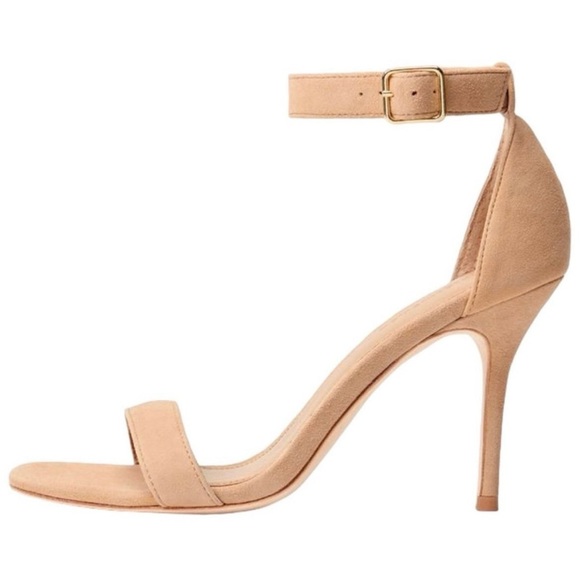 Reformation Shoes - Reformation Kelly Ankle Strap Suede Sandals Nude Size 9.5